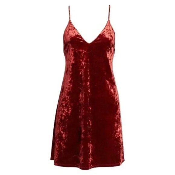 Revolve Privacy Please Raymore velvet Mini Dress Crushed Red Rust Size  Small - Picture 9 of 16